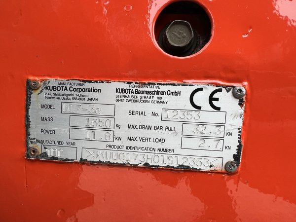 Kubota U 17-3a, Attache rapide mécanique - Image 9